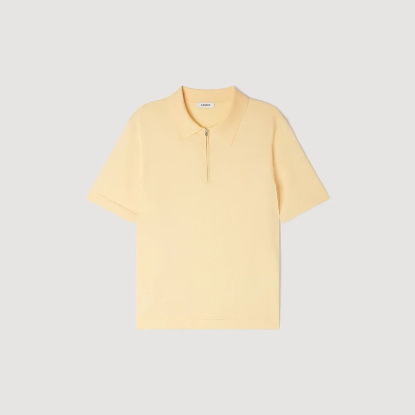 Knitted polo shirt with zip collar Knitted polo shirt with zip collar