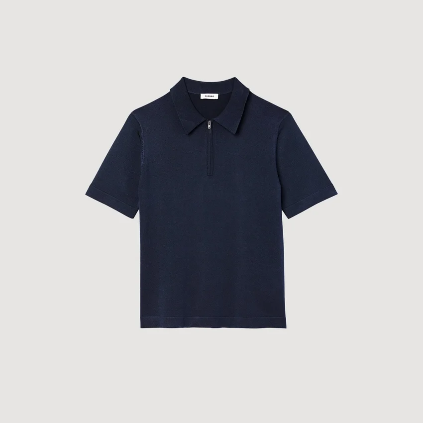 Knitted polo shirt with zip collar Knitted polo shirt with zip collar