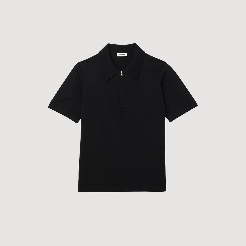 Knitted polo shirt with zip collar Knitted polo shirt with zip collar