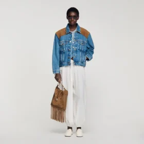 Leather and suede fringe bag