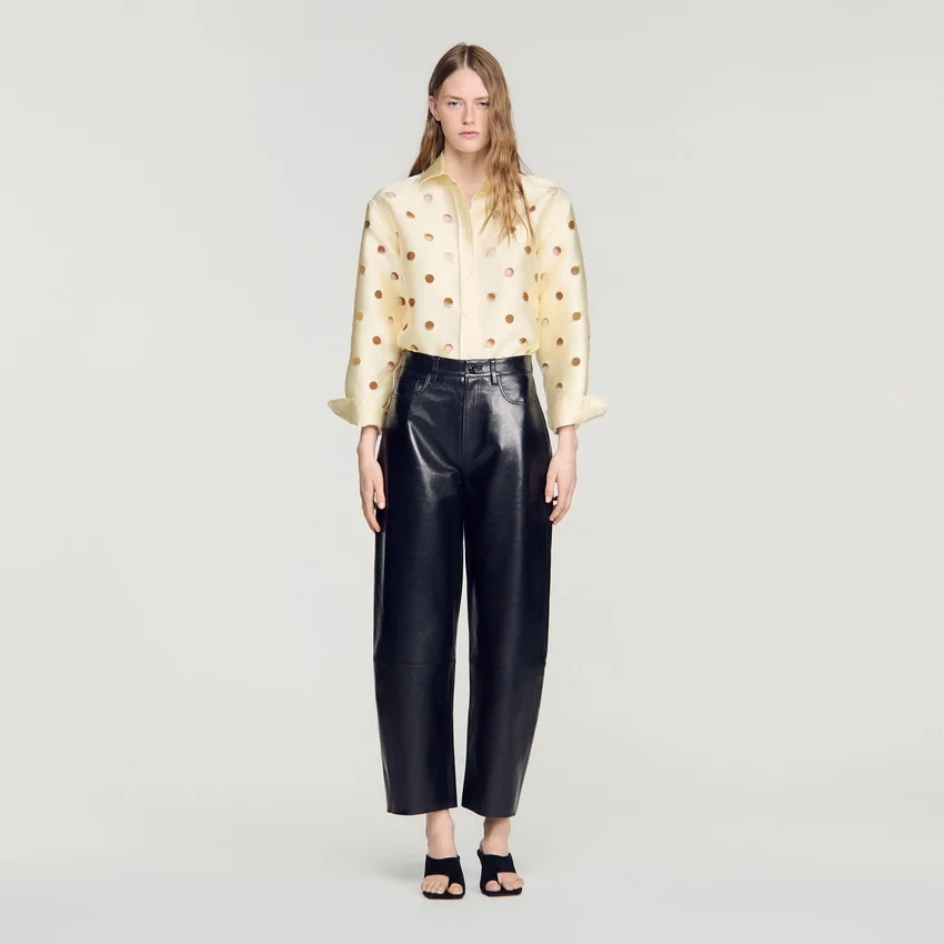 Leather barrel-leg trousers Leather barrel-leg trousers