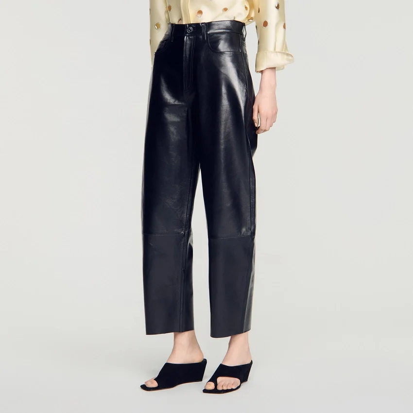 Leather barrel-leg trousers Leather barrel-leg trousers