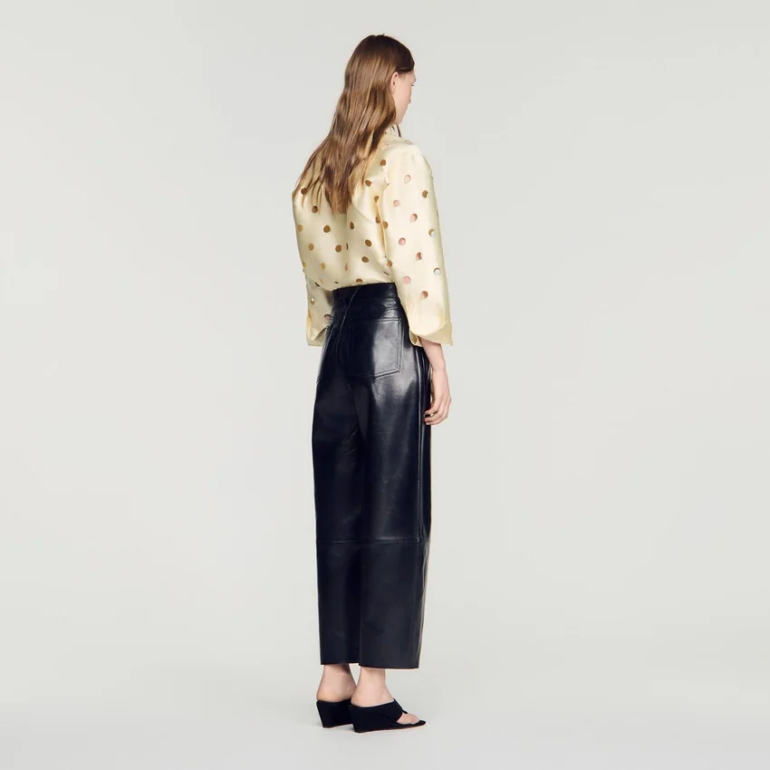 Leather barrel-leg trousers Leather barrel-leg trousers