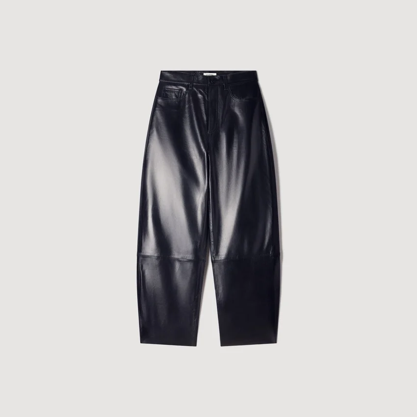 Leather barrel-leg trousers Leather barrel-leg trousers