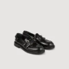 Leather loafers with buckles