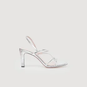 Leather sandals with a wide heel