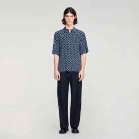 Link print loose-fit shirt