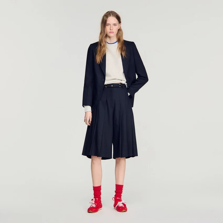 Long pleated wool shorts Long pleated wool shorts