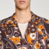 Loose-fit print shark collar shirt Loose-fit print shark collar shirt
