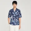 Loose-fit print shark collar shirt Loose-fit print shark collar shirt