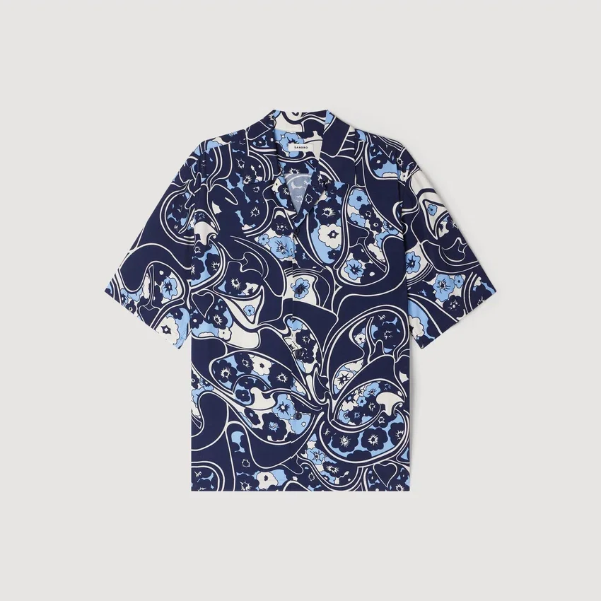 Loose-fit print shark collar shirt Loose-fit print shark collar shirt