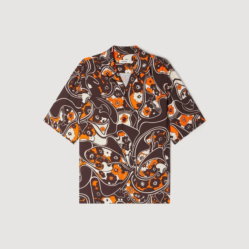 Loose-fit print shark collar shirt Loose-fit print shark collar shirt