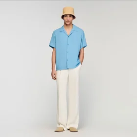 Loose-fit shark collar shirt