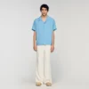 Loose-fit shark collar shirt