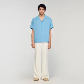 Loose-fit shark collar shirt