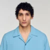Loose-fit shark collar shirt