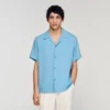Loose-fit shark collar shirt
