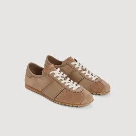 Low-top leather and suede sneakers