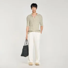 Marl cotton knit polo shirt