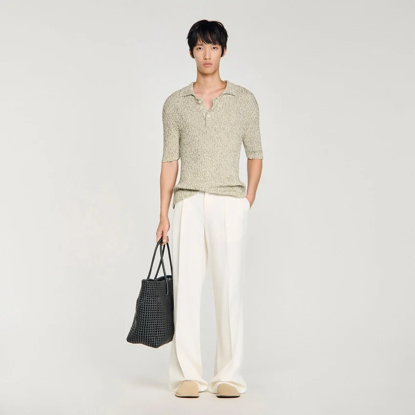 Marl cotton knit polo shirt Marl cotton knit polo shirt