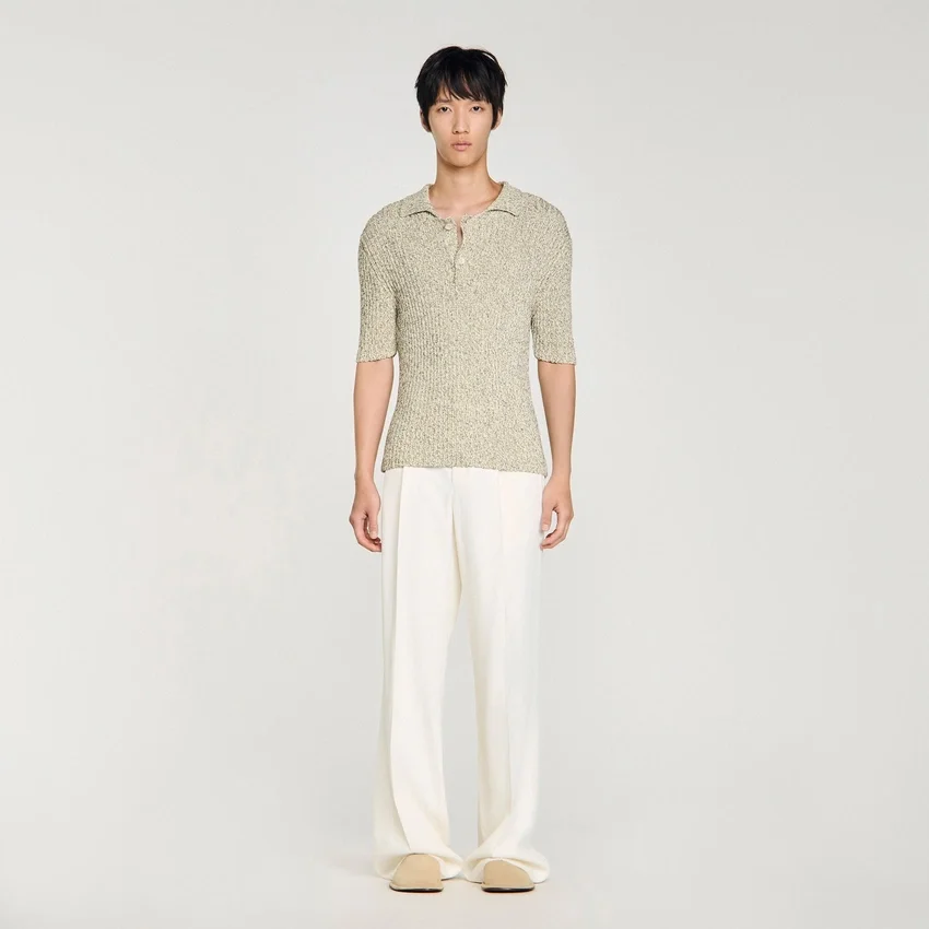 Marl cotton knit polo shirt Marl cotton knit polo shirt