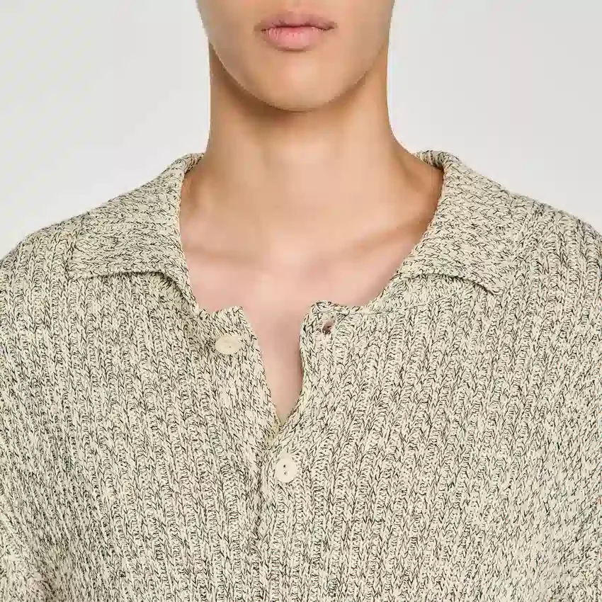 Marl cotton knit polo shirt Marl cotton knit polo shirt