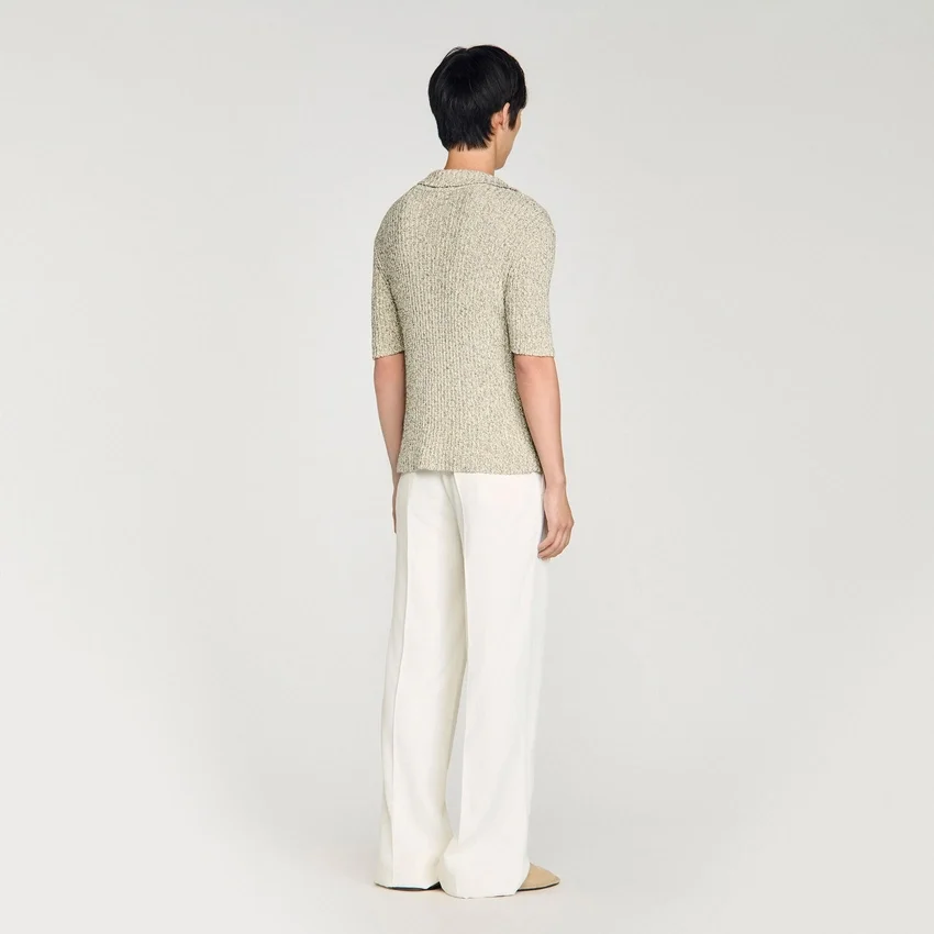 Marl cotton knit polo shirt Marl cotton knit polo shirt