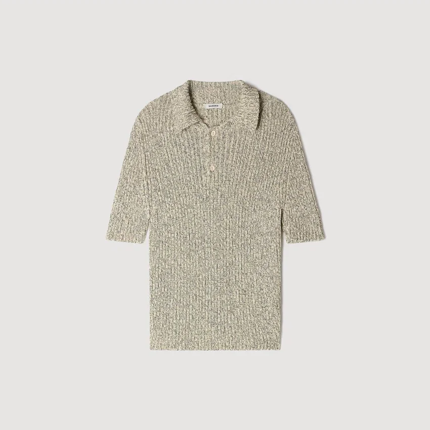 Marl cotton knit polo shirt Marl cotton knit polo shirt