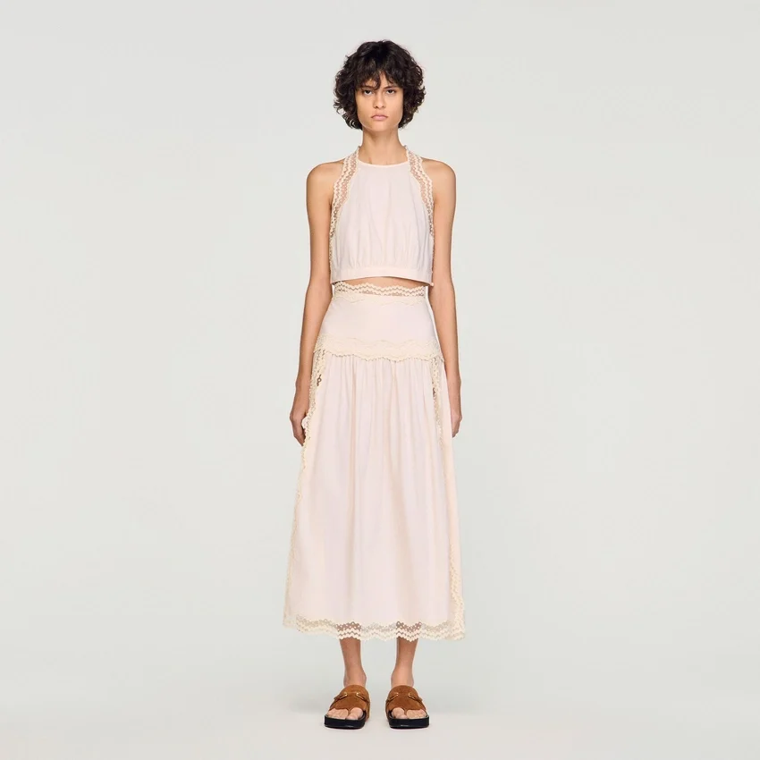 Maxi cotton skirt with trim Maxi cotton skirt with trim
