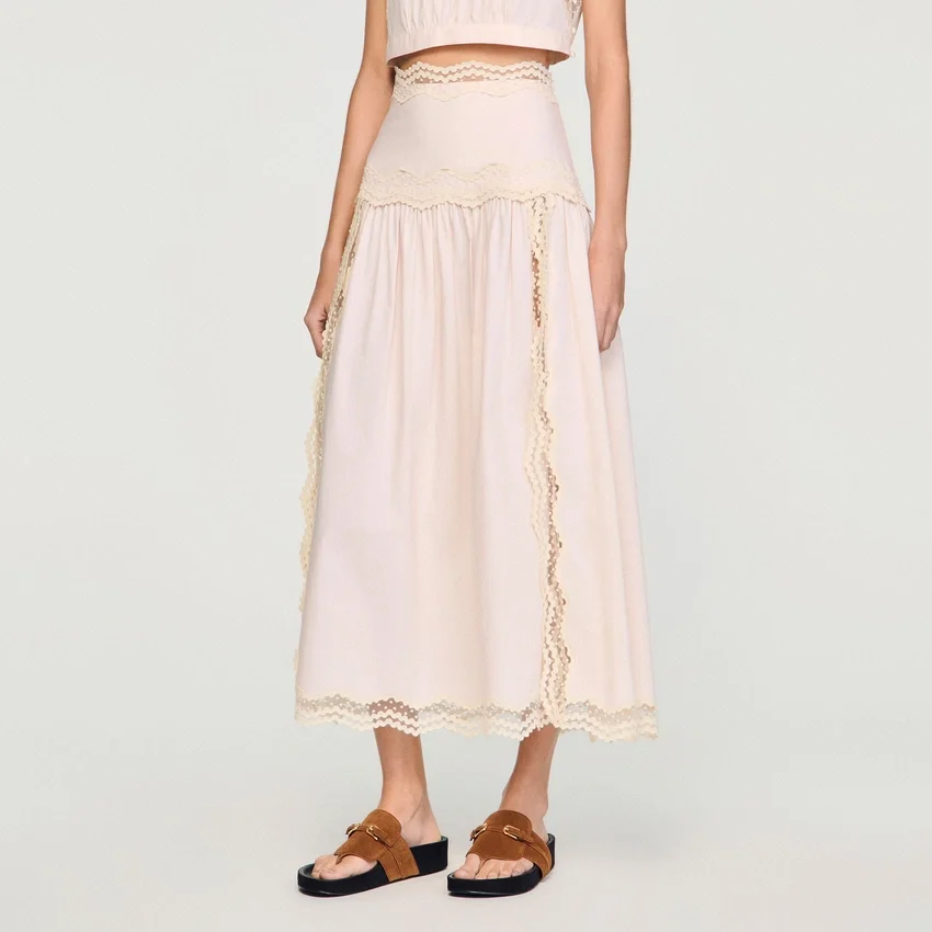 Maxi cotton skirt with trim Maxi cotton skirt with trim