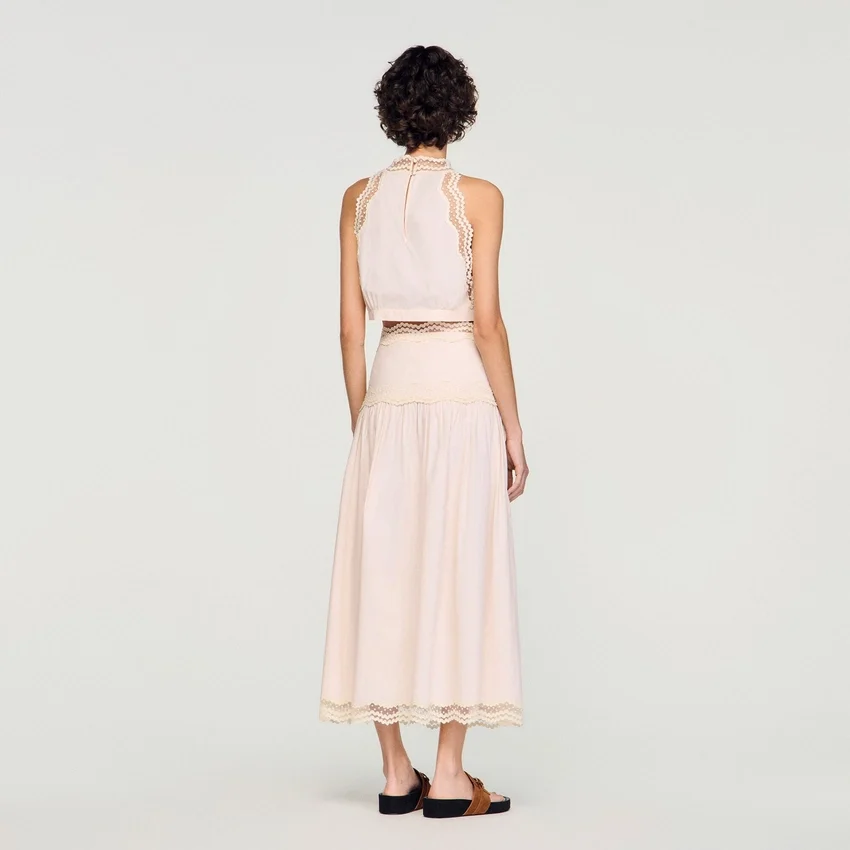 Maxi cotton skirt with trim Maxi cotton skirt with trim