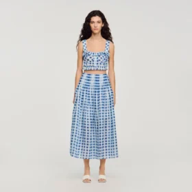 Maxi gingham linen skirt