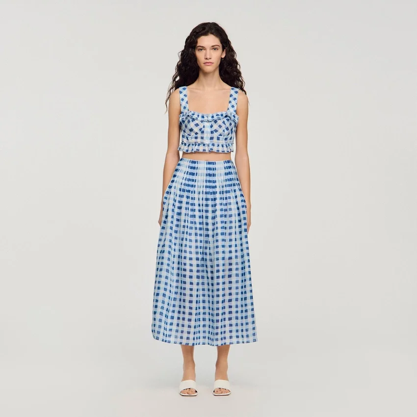 Maxi gingham linen skirt Maxi gingham linen skirt