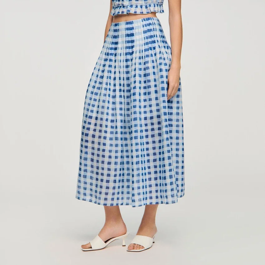 Maxi gingham linen skirt Maxi gingham linen skirt