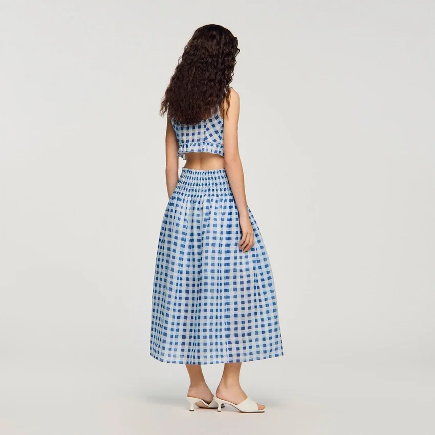 Maxi gingham linen skirt Maxi gingham linen skirt