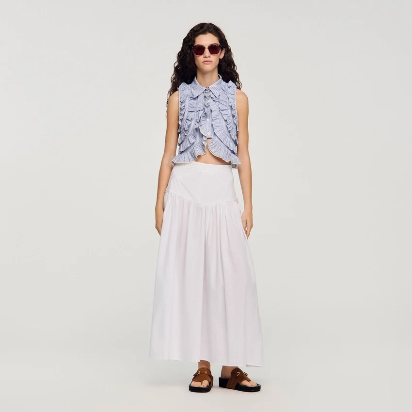 Maxi poplin skirt with ties Maxi poplin skirt with ties