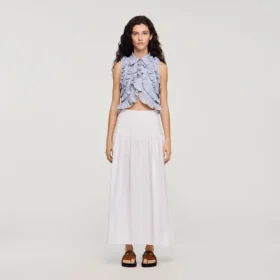 Maxi poplin skirt with ties