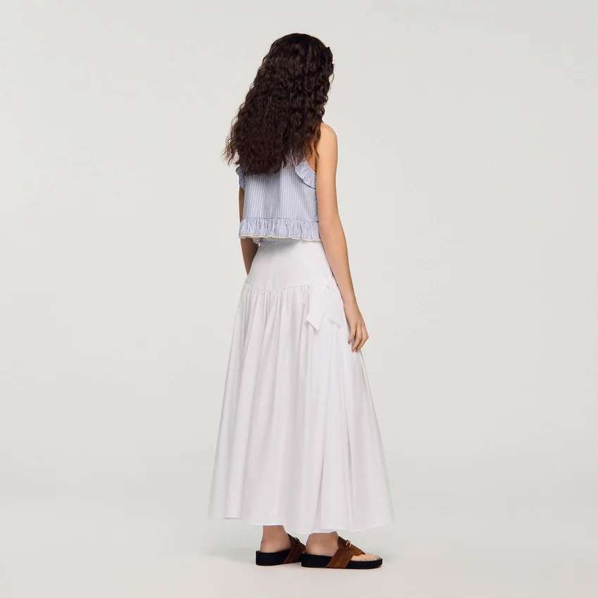 Maxi poplin skirt with ties Maxi poplin skirt with ties