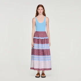 Maxi striped cotton skirt