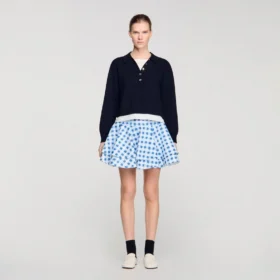 Metal button layered collar sweater