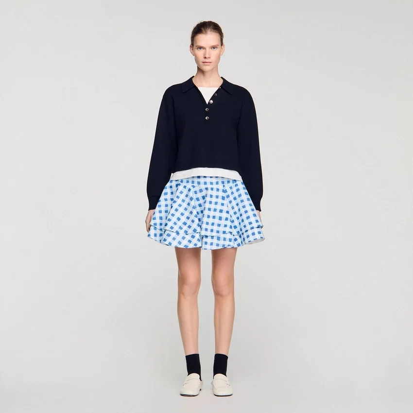Metal button layered collar sweater Metal button layered collar sweater