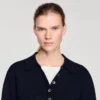 Metal button layered collar sweater Metal button layered collar sweater