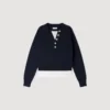 Metal button layered collar sweater Metal button layered collar sweater