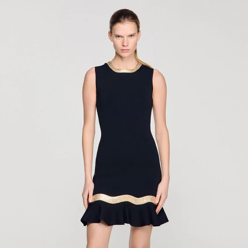 Metal chain knit mini dress Metal chain knit mini dress