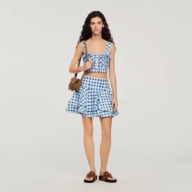 Mini gingham linen skirt Mini gingham linen skirt