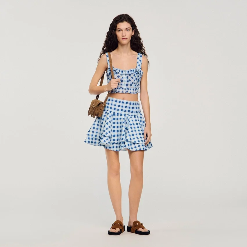 Mini gingham linen skirt Mini gingham linen skirt