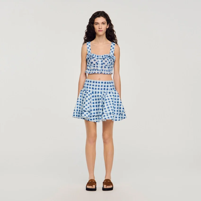 Mini gingham linen skirt Mini gingham linen skirt