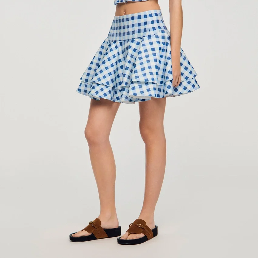 Mini gingham linen skirt Mini gingham linen skirt