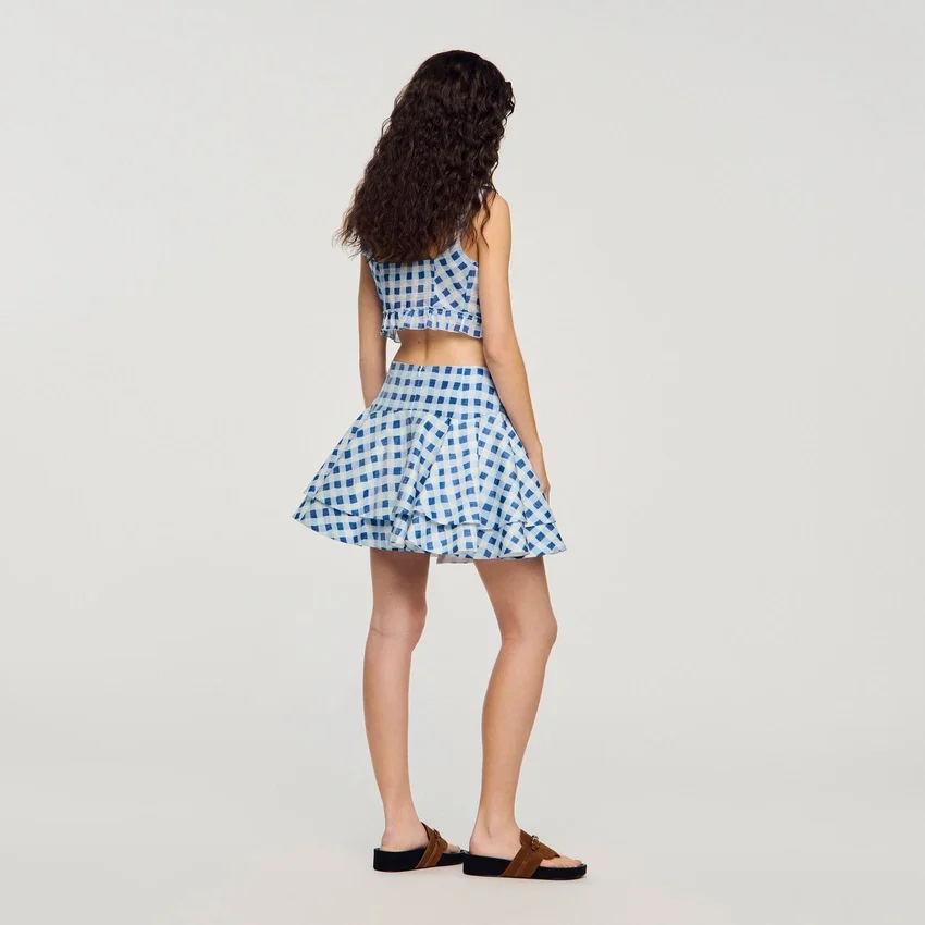 Mini gingham linen skirt Mini gingham linen skirt