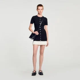 Mini knit dress with ruffle